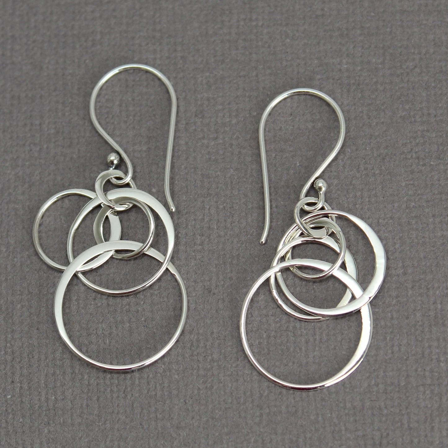 Sterling Silver Interlocking Circle Earrings