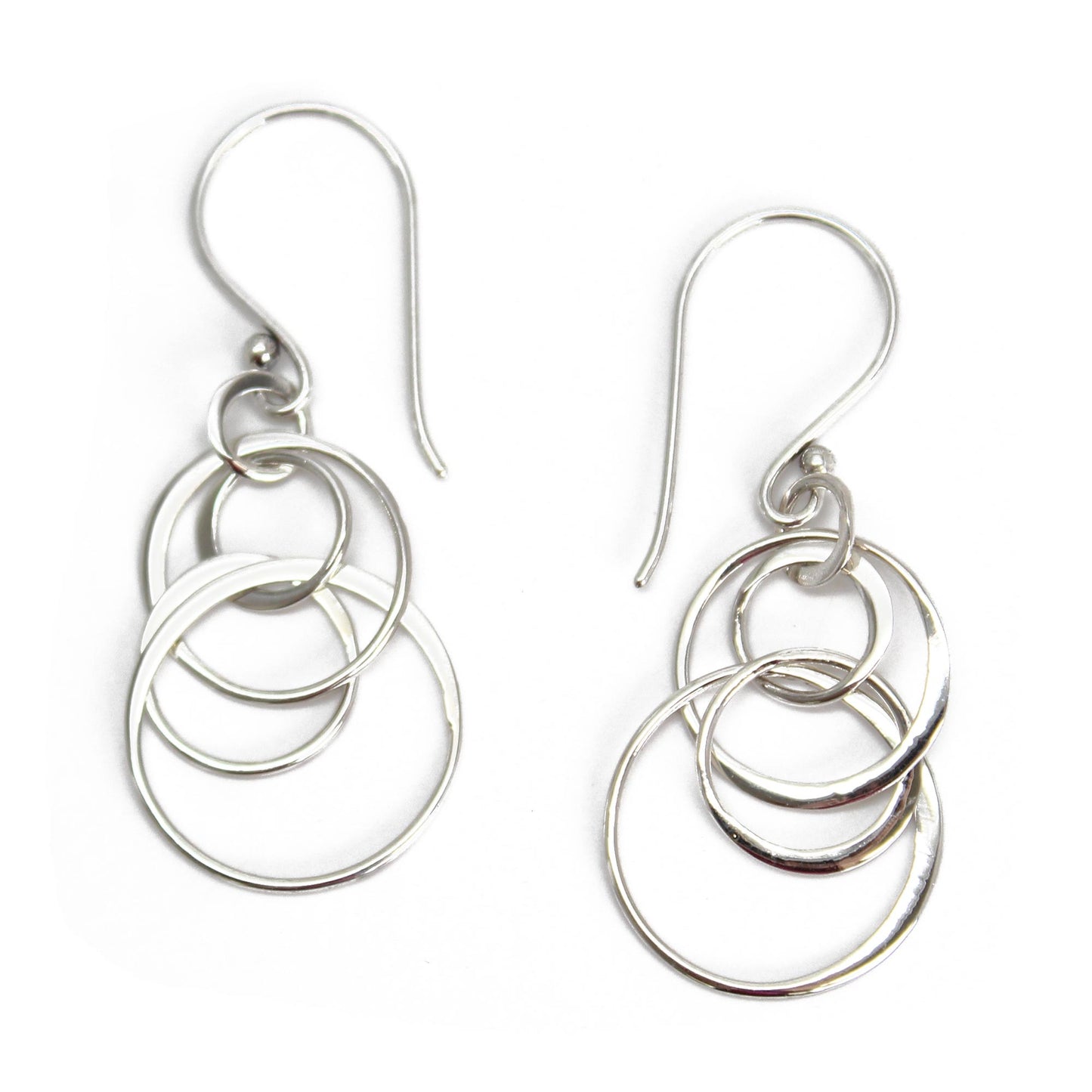Sterling Silver Floating Circle Earrings, Short Silver Interlocking Ho –  Kathy Bankston