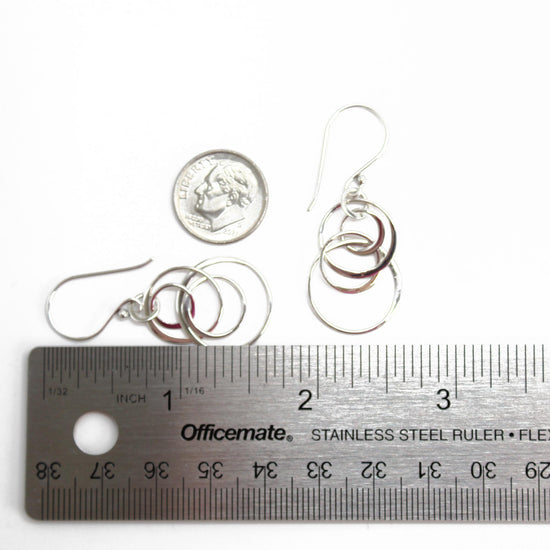 Short Silver Interlocking Hoop Earrings