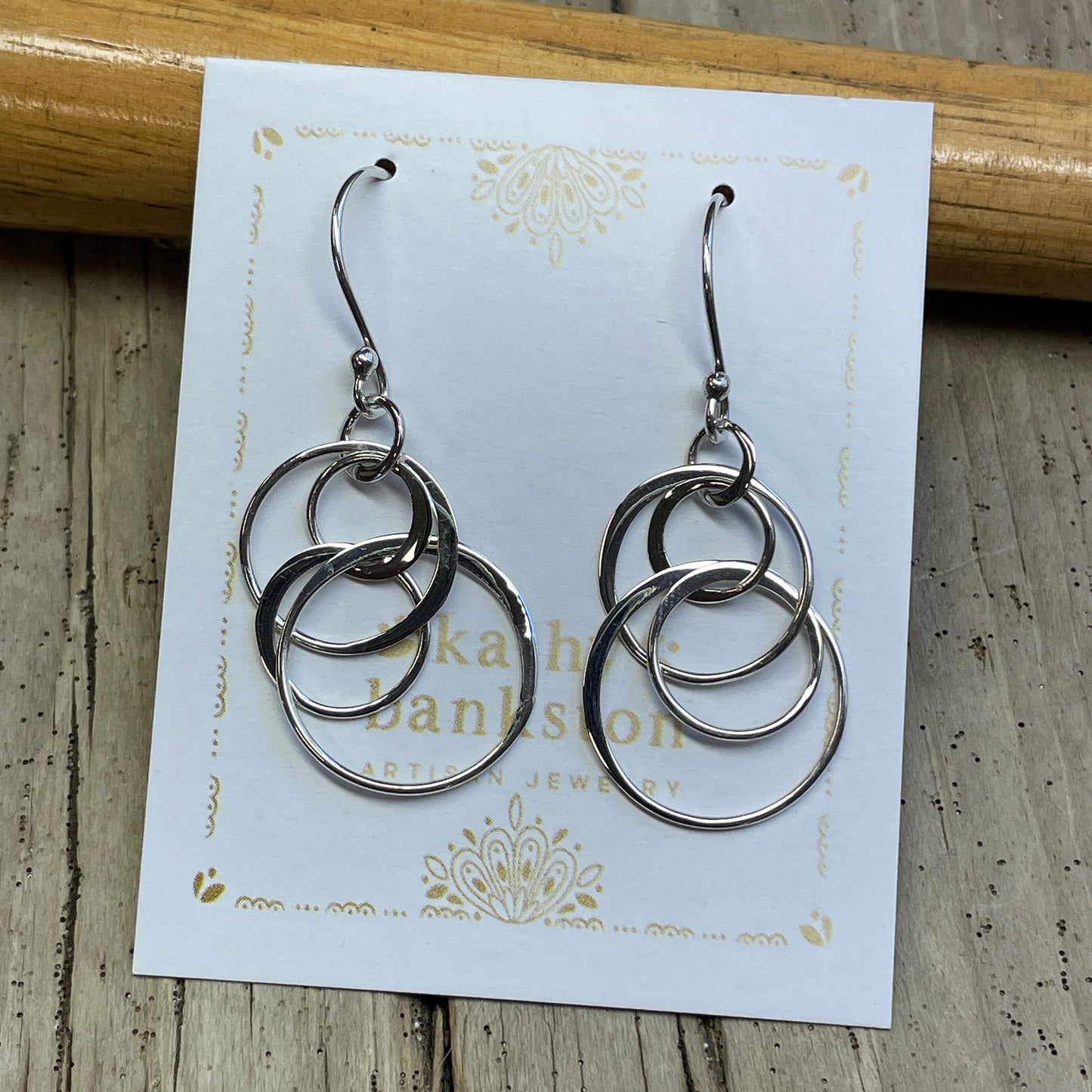 Sterling Silver Floating Circle Earrings, Short Silver