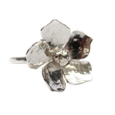 Sterling Silver Flower Ring Size 7.75 US