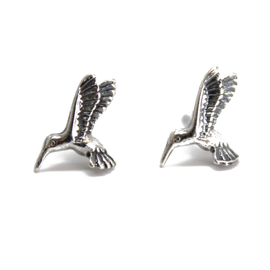 Load image into Gallery viewer, Sterling Silver Hummingbird Studs
