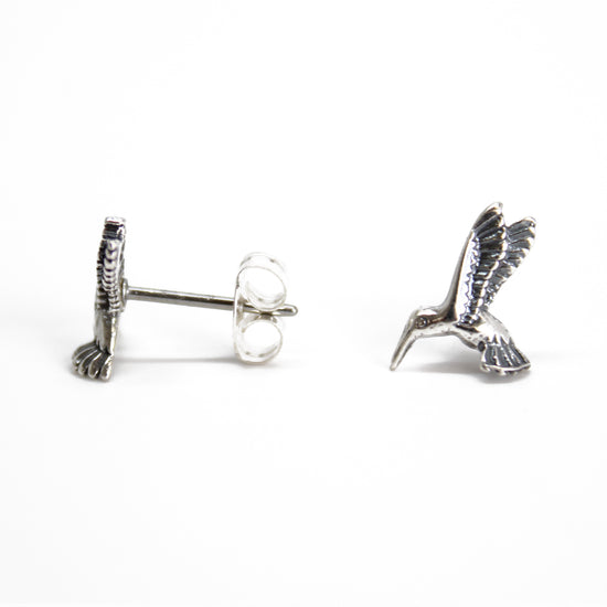 Tiny Sterling Silver Hummingbird Stud Earrings