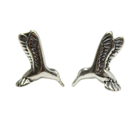 Small Sterling Silver Hummingbird Stud Earrings