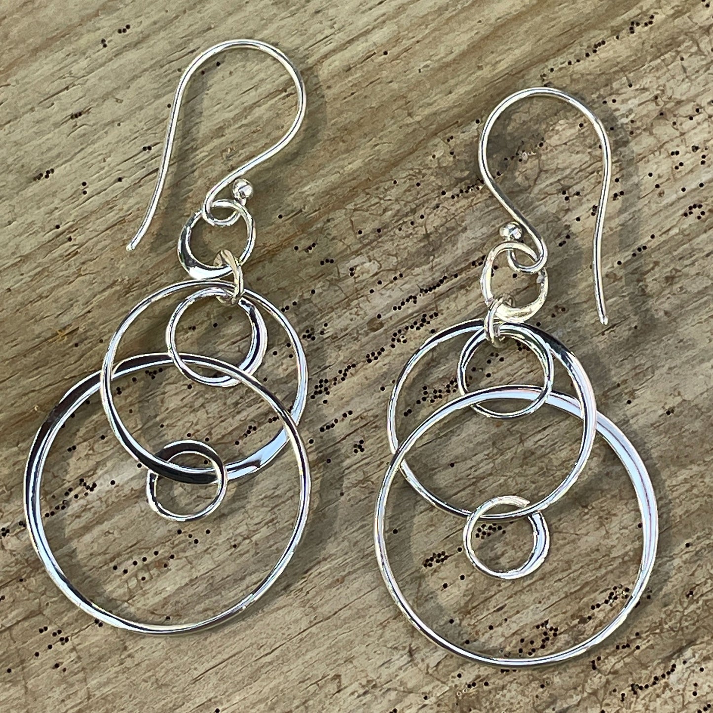 Sterling Silver Multi-Hoop Tiered Dangle Earrings