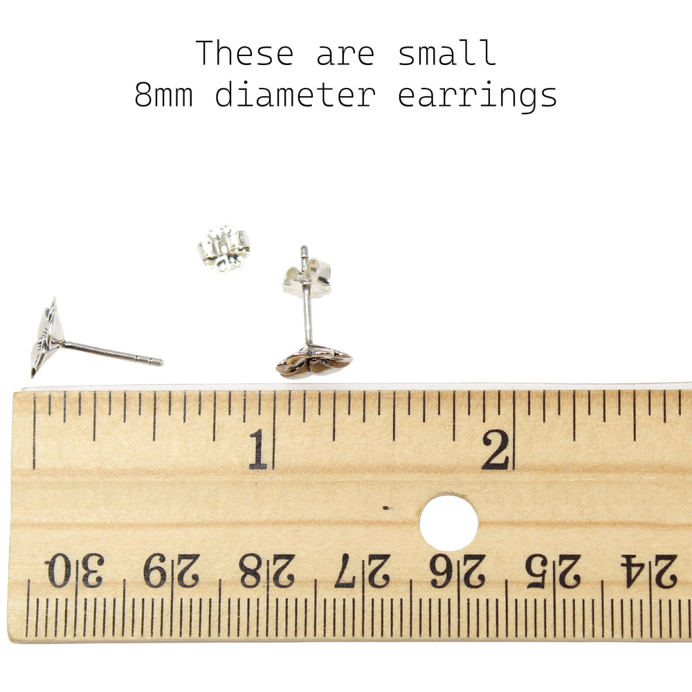 
                      
                        8mm Diameter Pansy Flower Sterling Silver Stud Earrings
                      
                    