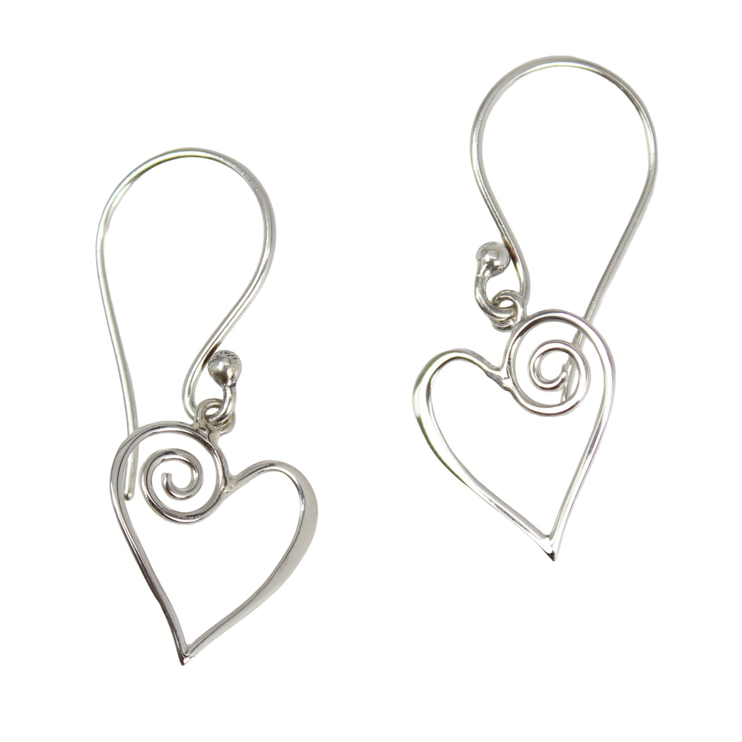 Sterling Silver Swirled Heart Earrings