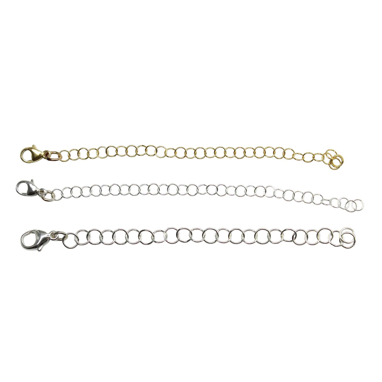 One Sterling Silver or Yellow Gold Fill Extender for Bracelets and Necklaces

