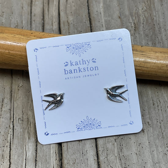 Sterling Silver Swallow Stud Earrings