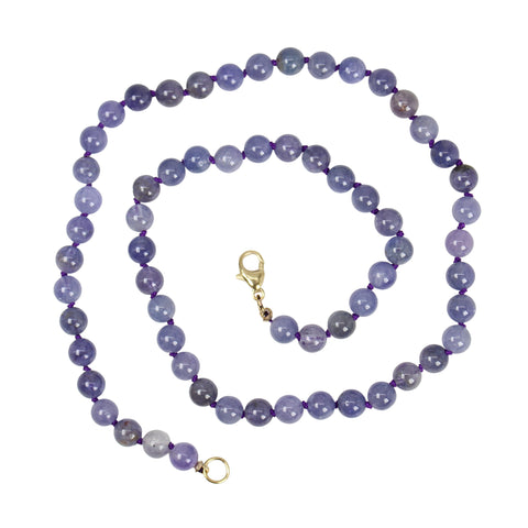Hand-Knotted Tanzanite Bead Necklace with 14k Gold Filled Accents