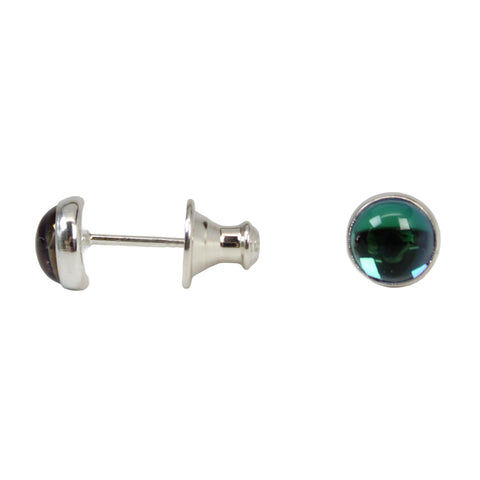Teal Topaz Stud Earrings-6mm