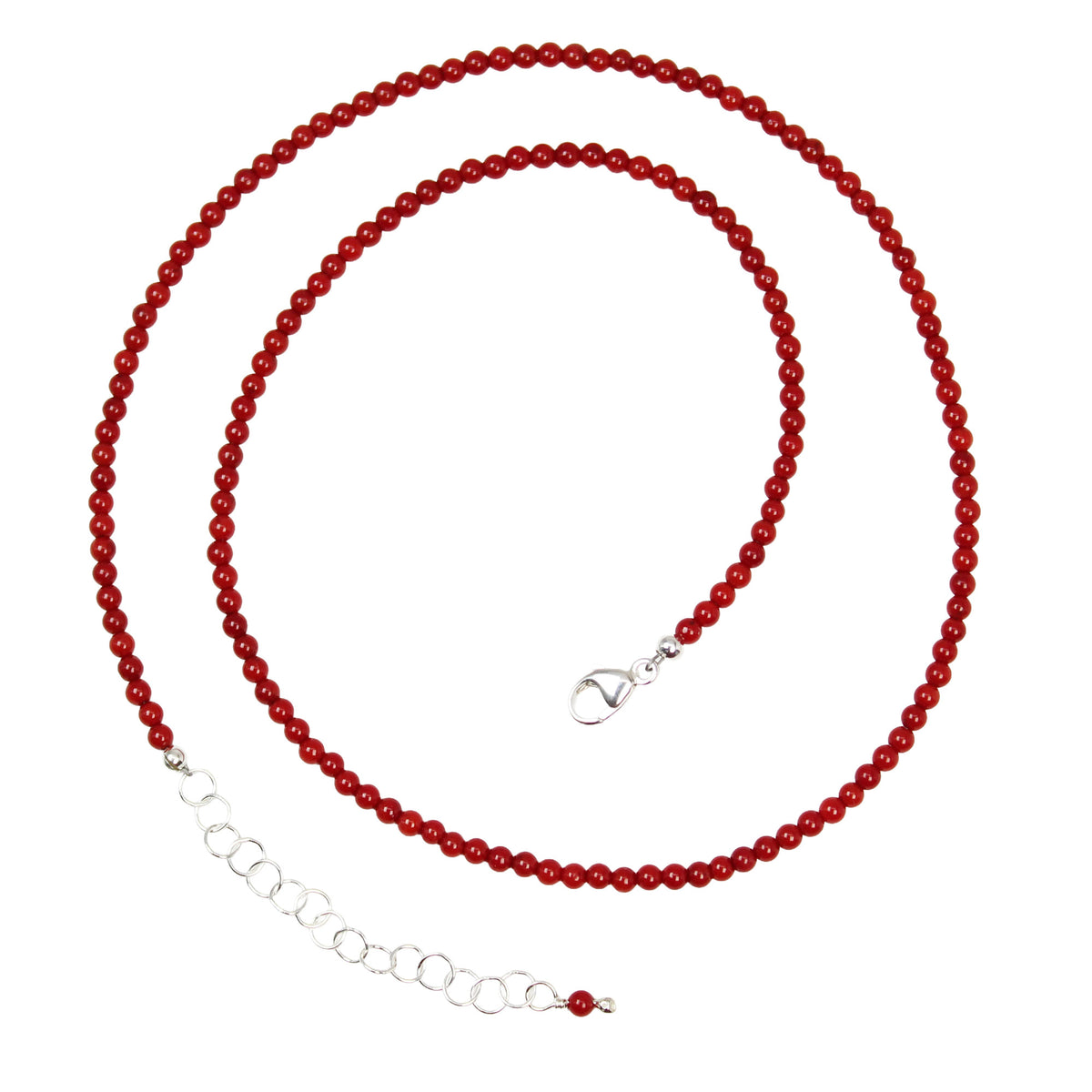 Tiny 2mm Red Coral Choker Necklace, Adjustable 16.5