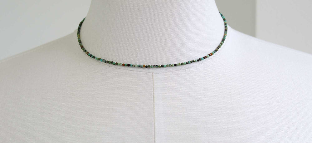 
                      
                        Dainty 2mm African Turquoise Choker, Adjustable to 17"
                      
                    