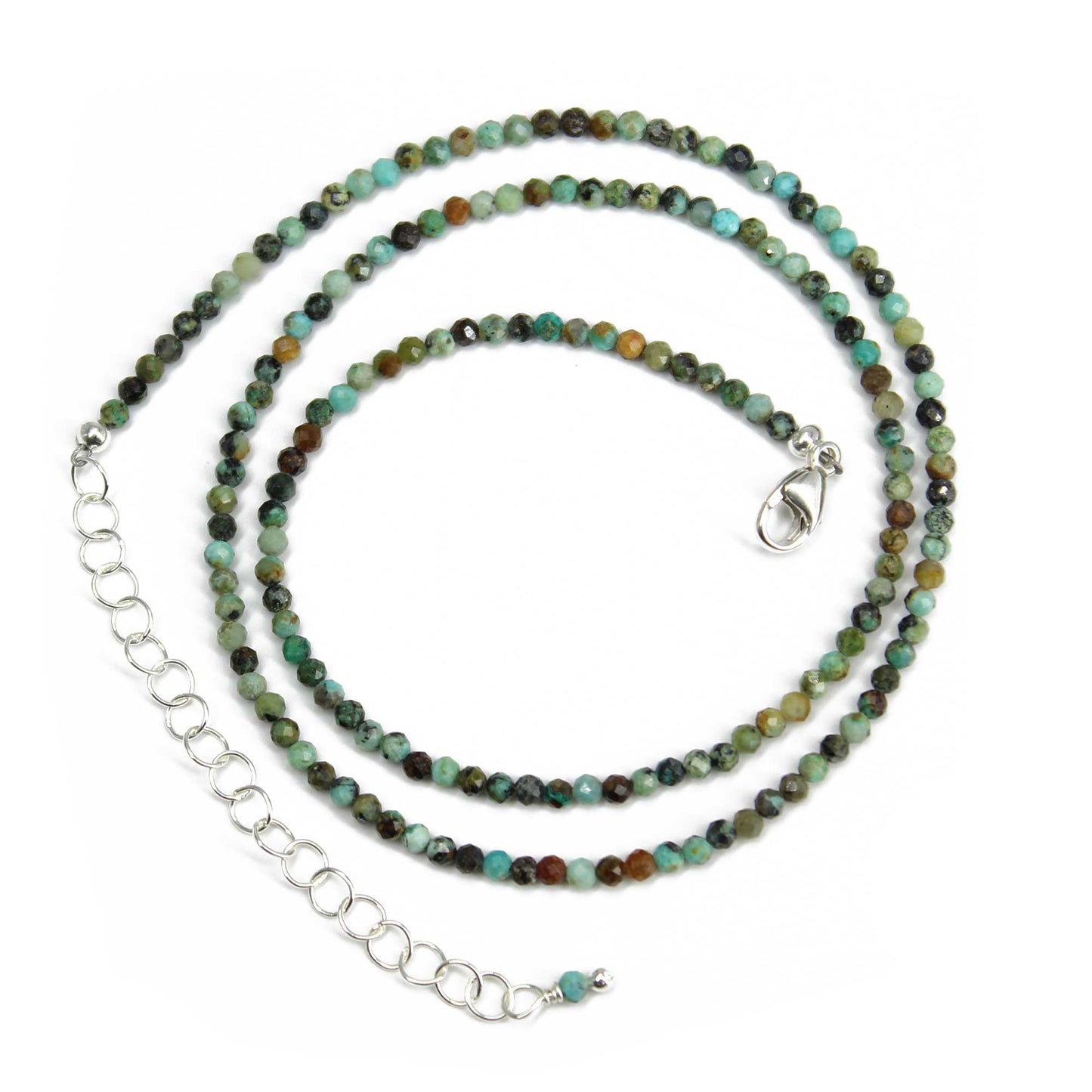 Dainty 2mm African Turquoise Choker, Adjustable to 17"