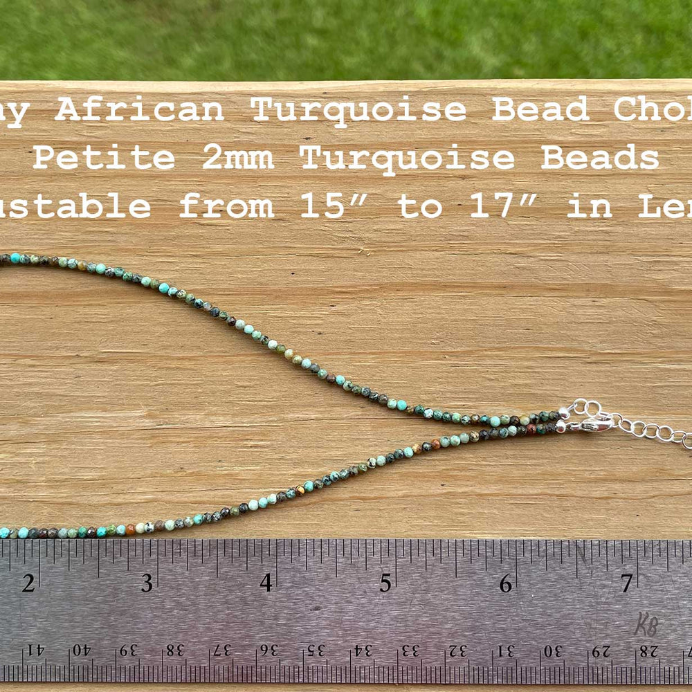 
                      
                        Dainty 2mm African Turquoise Choker, Adjustable to 17"
                      
                    