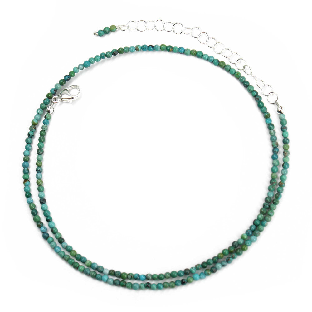 Dainty 2mm African Turquoise Choker, Adjustable to 17"