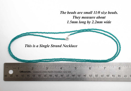 Transparent Teal Matte Seed Bead Necklace
