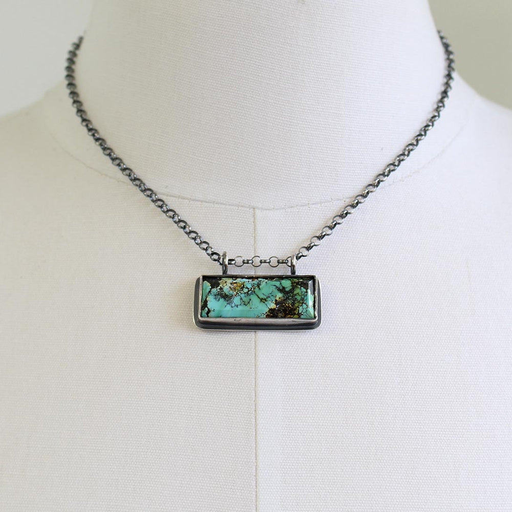 
                      
                        Blue Wild Horse Turquoise Bar Pendant Necklace
                      
                    