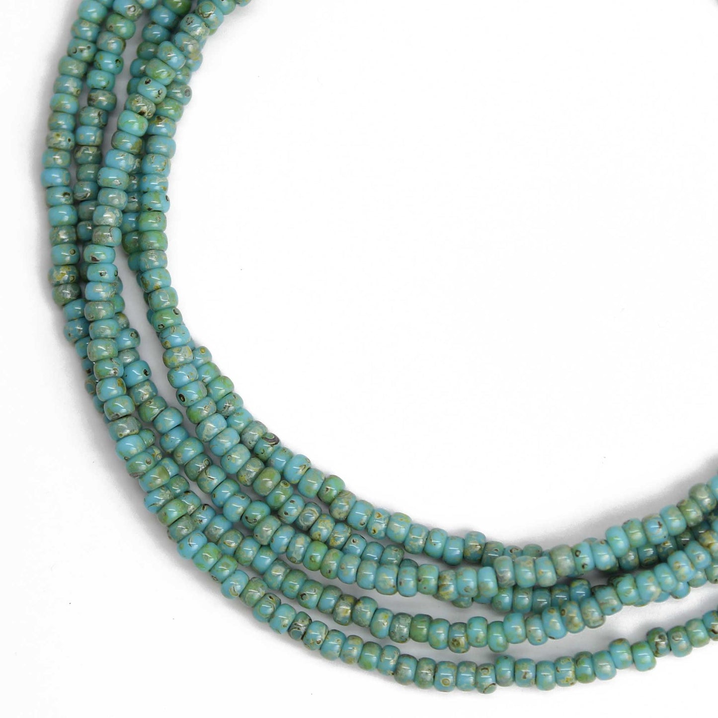 Load image into Gallery viewer, Turquoise Blue Picasso Seed Bead Necklace
