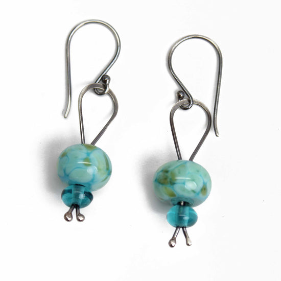 Little Blue Lampwork Glass Bead Earrings in Sterling Silver – Kathy Bankston