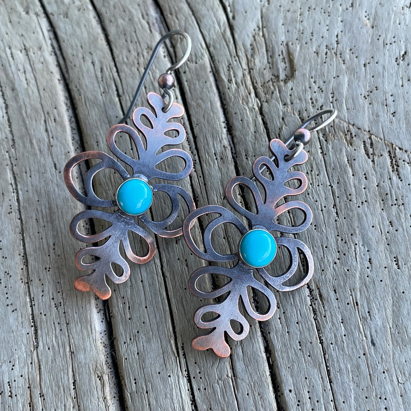 Copper and Turquoise Dangle Earrings