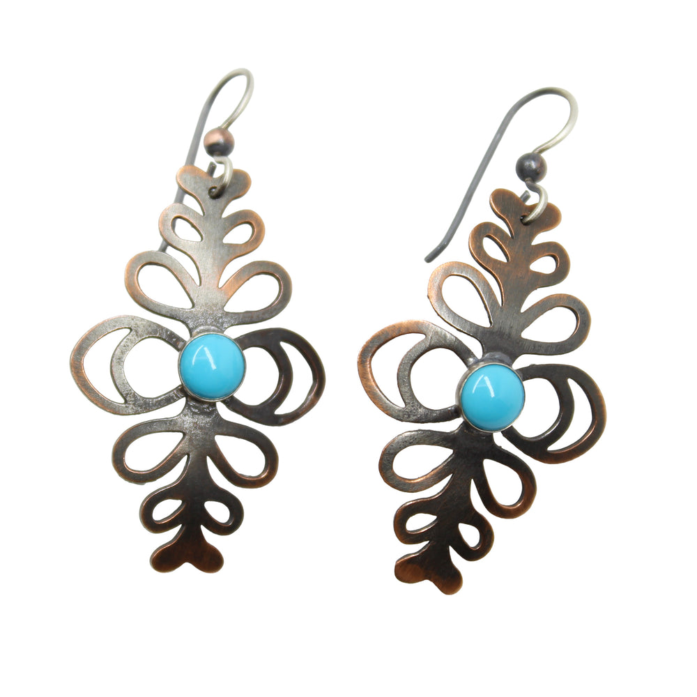 Copper and Turquoise Dangle Earrings