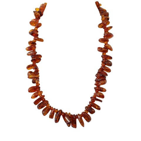 Long Vintage Cognac Amber Strand Necklace - 30 Inch