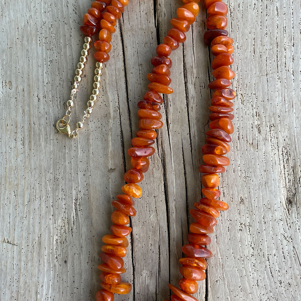 Vintage Amber Bead Necklace with Gold Filled Accents 