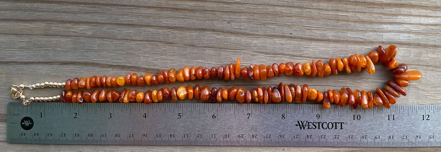 Vintage Amber Bead Necklace with Gold Filled Accents  21