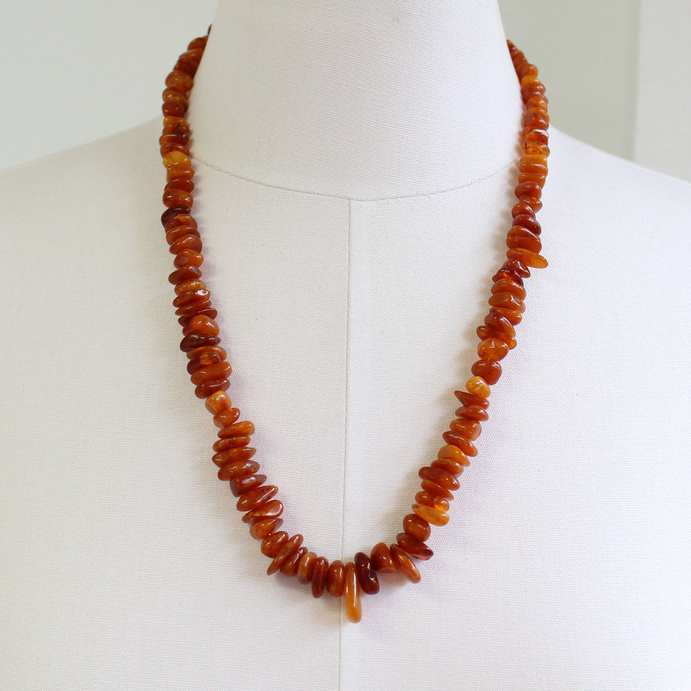 
                      
                        Vintage Amber Bead Necklace with Gold Filled Accents 
                      
                    