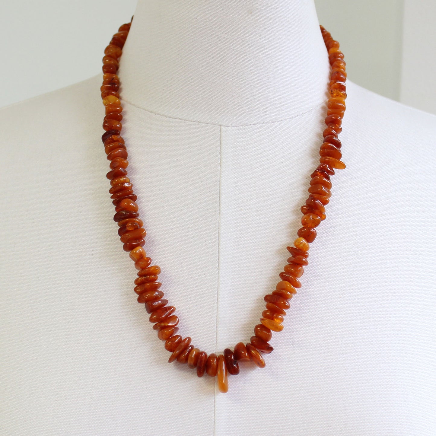 Vintage Amber Bead Necklace with Gold Filled Accents 