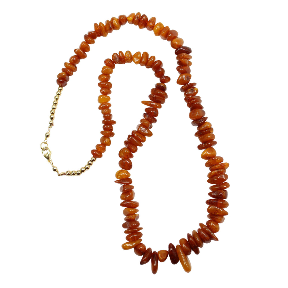Vintage Amber Bead Necklace with Gold Filled Accents 