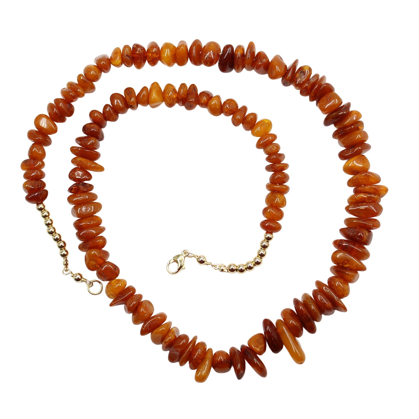 Vintage Amber Bead Necklace with Gold Filled Accents 