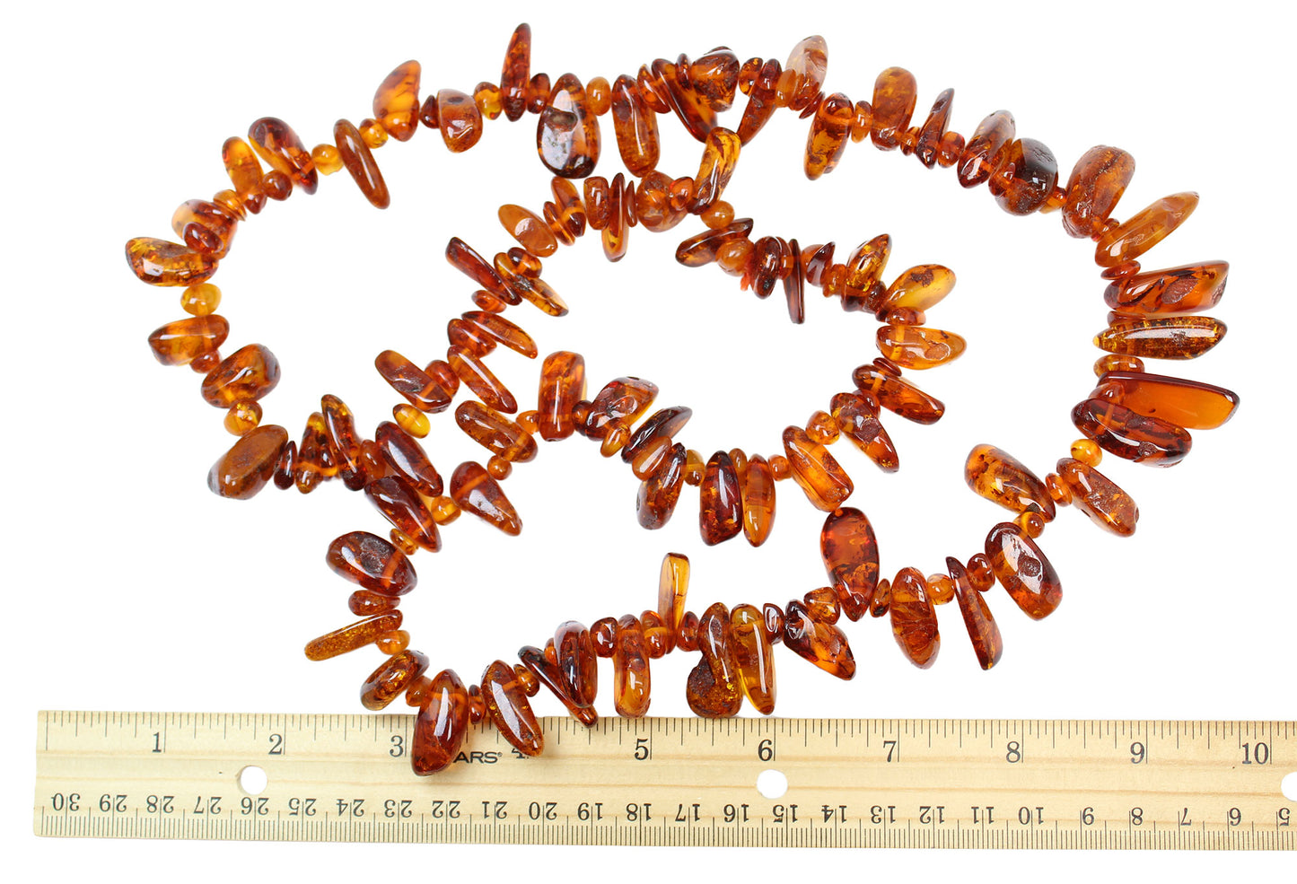 Long Vintage Cognac Amber Strand Necklace - 30 Inch