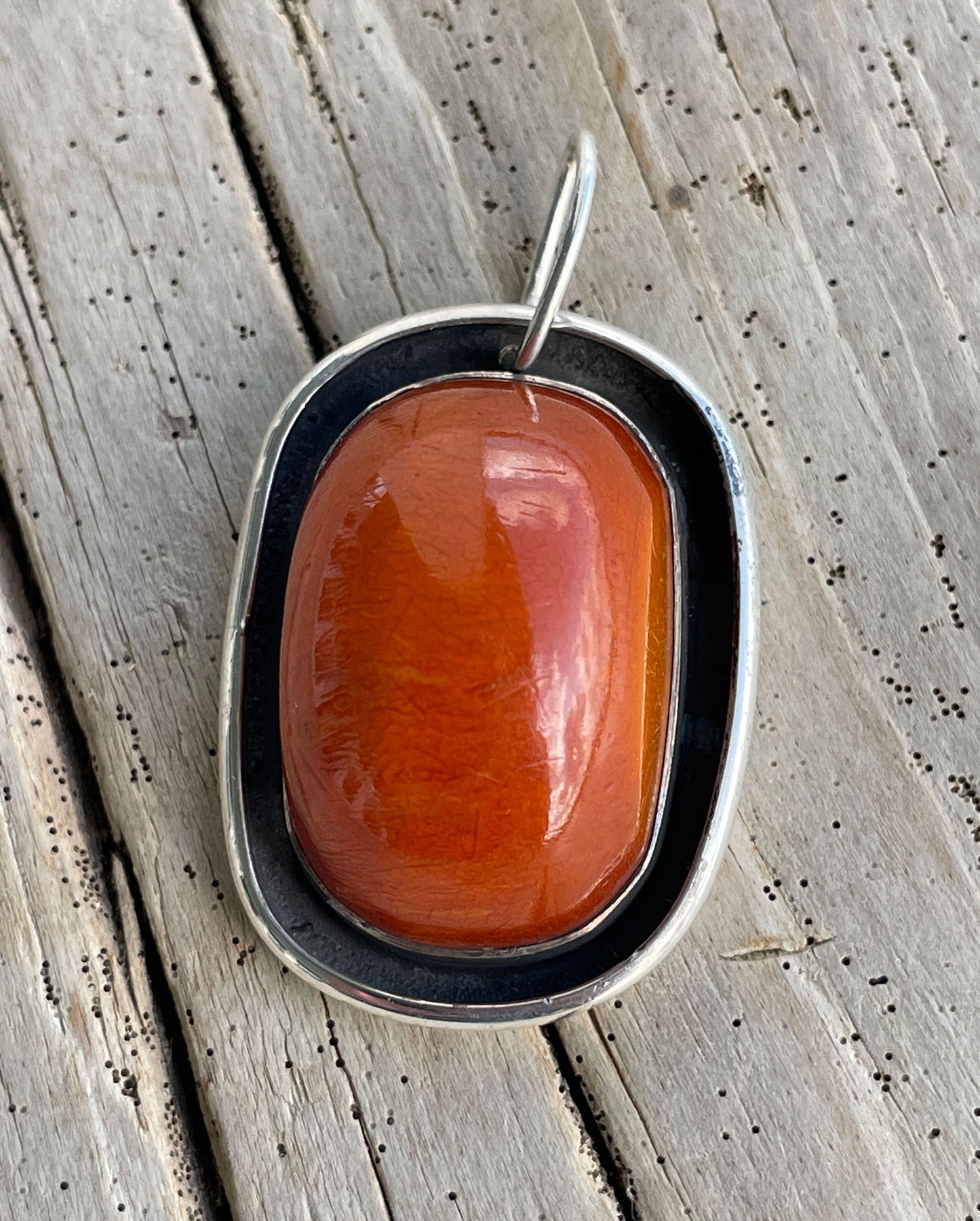 Vintage Rebecca Collins Amber Sterling Silver Pendant