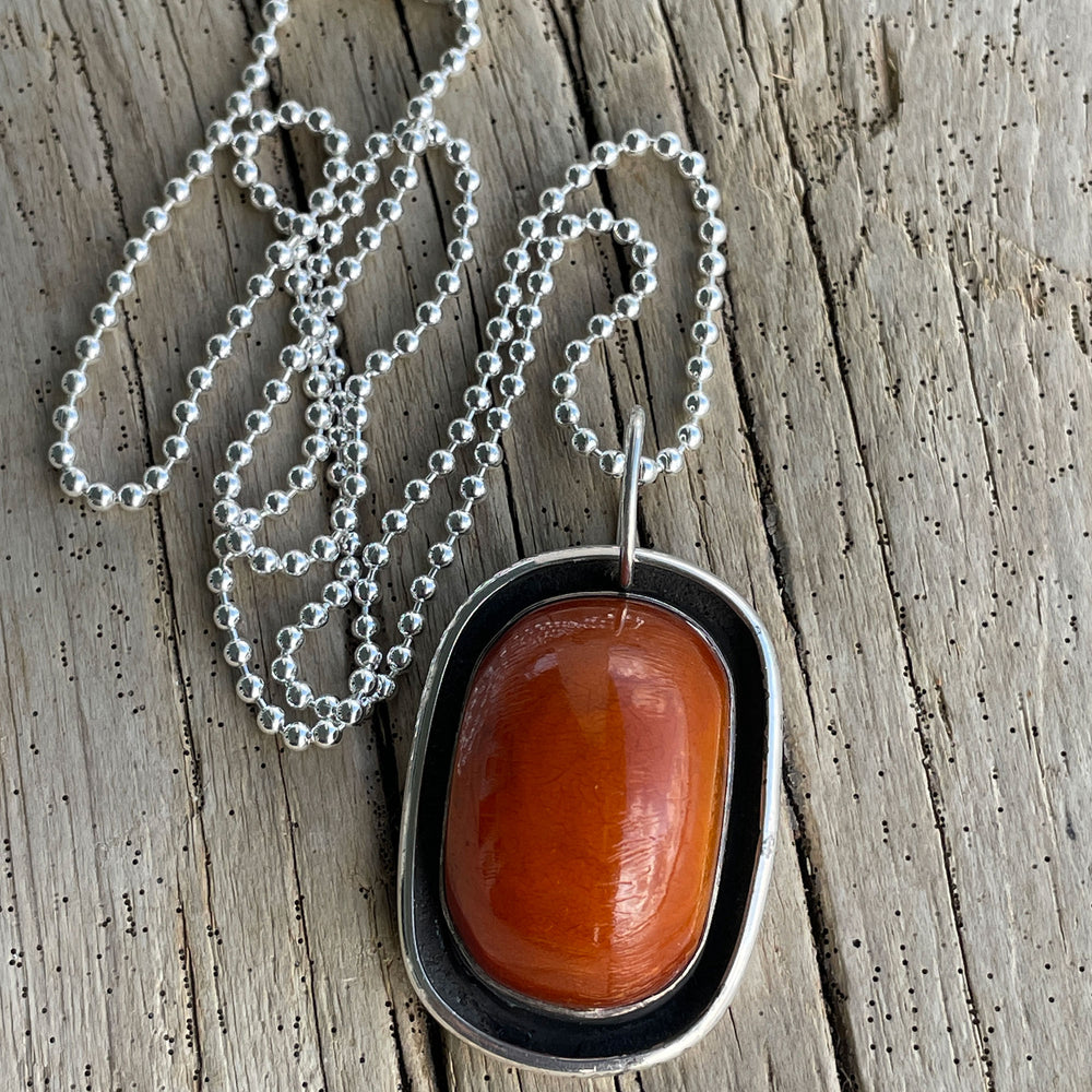 Vintage Rebecca Collins Amber Sterling Silver Pendant