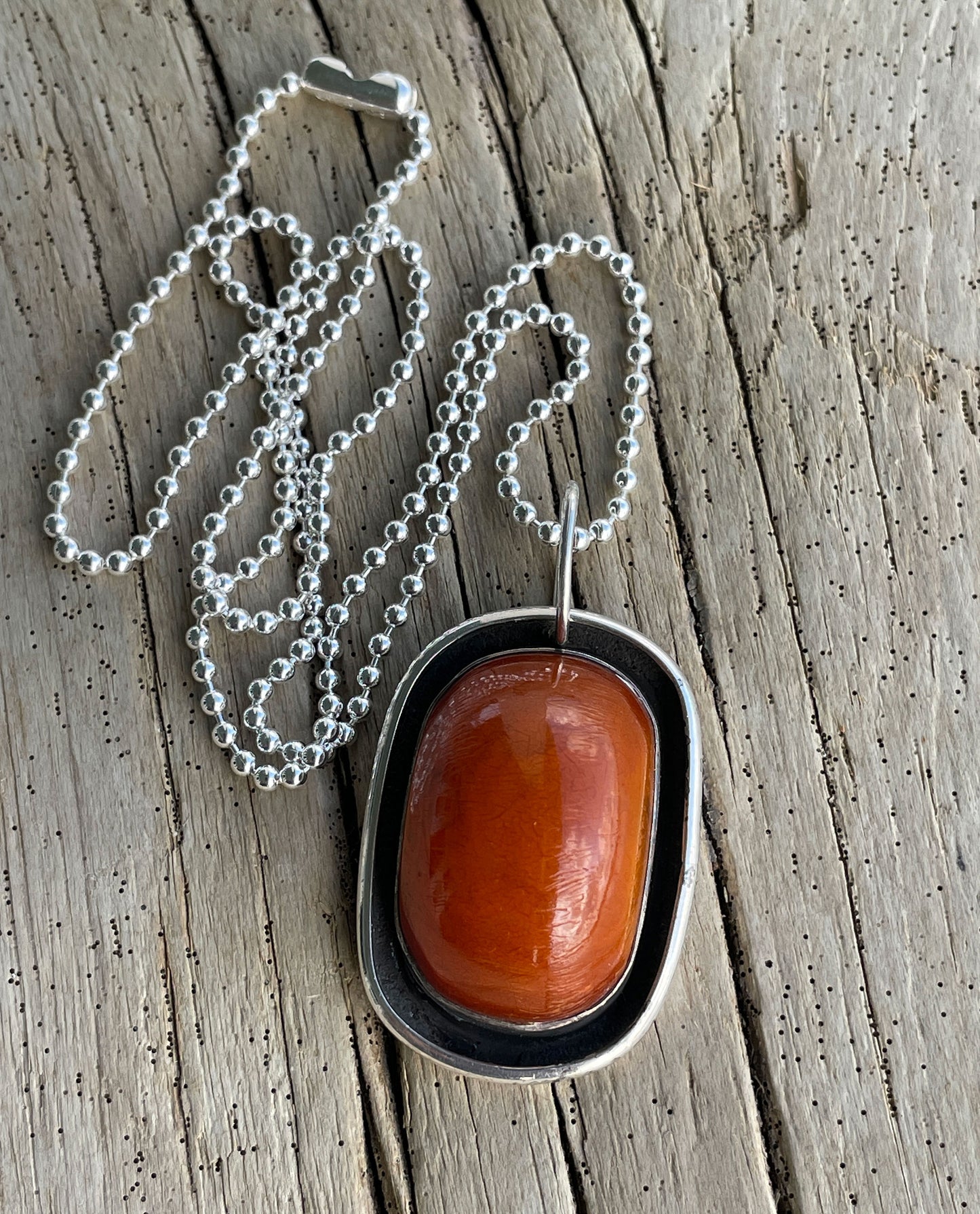 Vintage Rebecca Collins Amber Sterling Silver Pendant