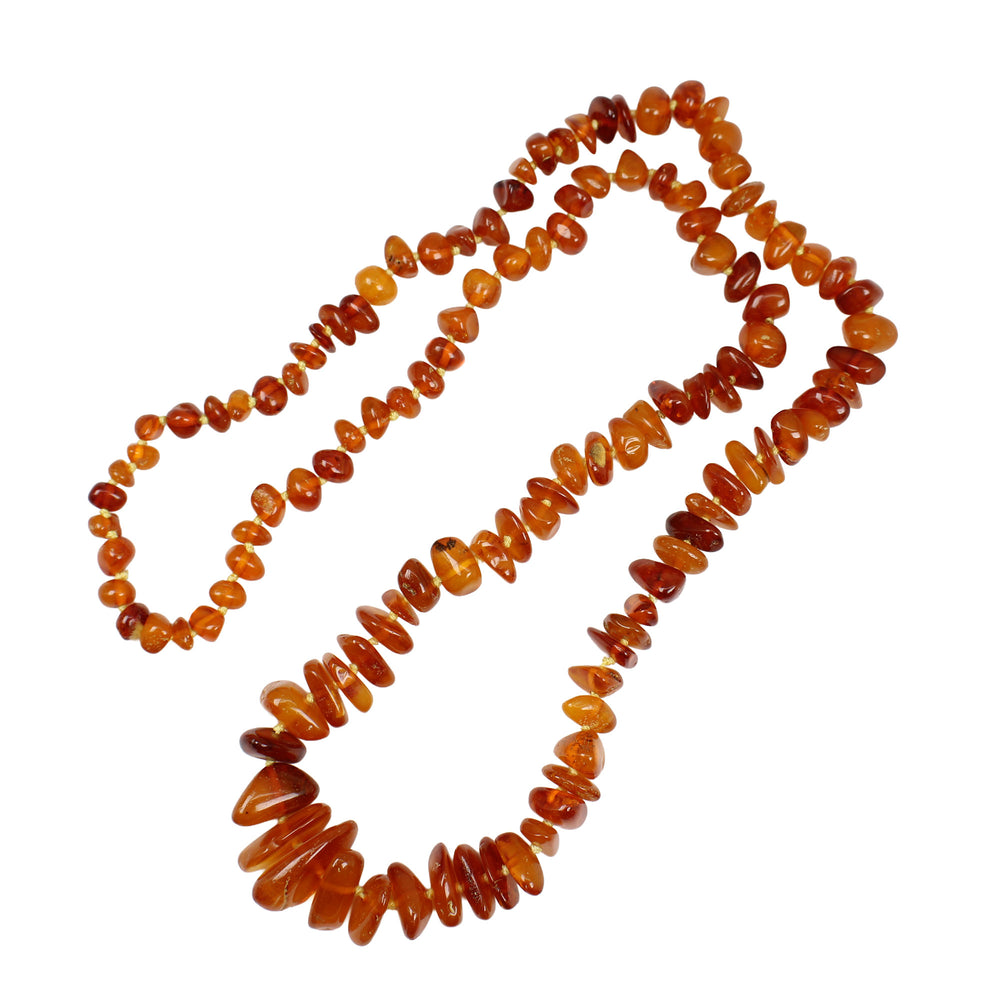 Vintage Genuine Amber Bead Necklace 28"