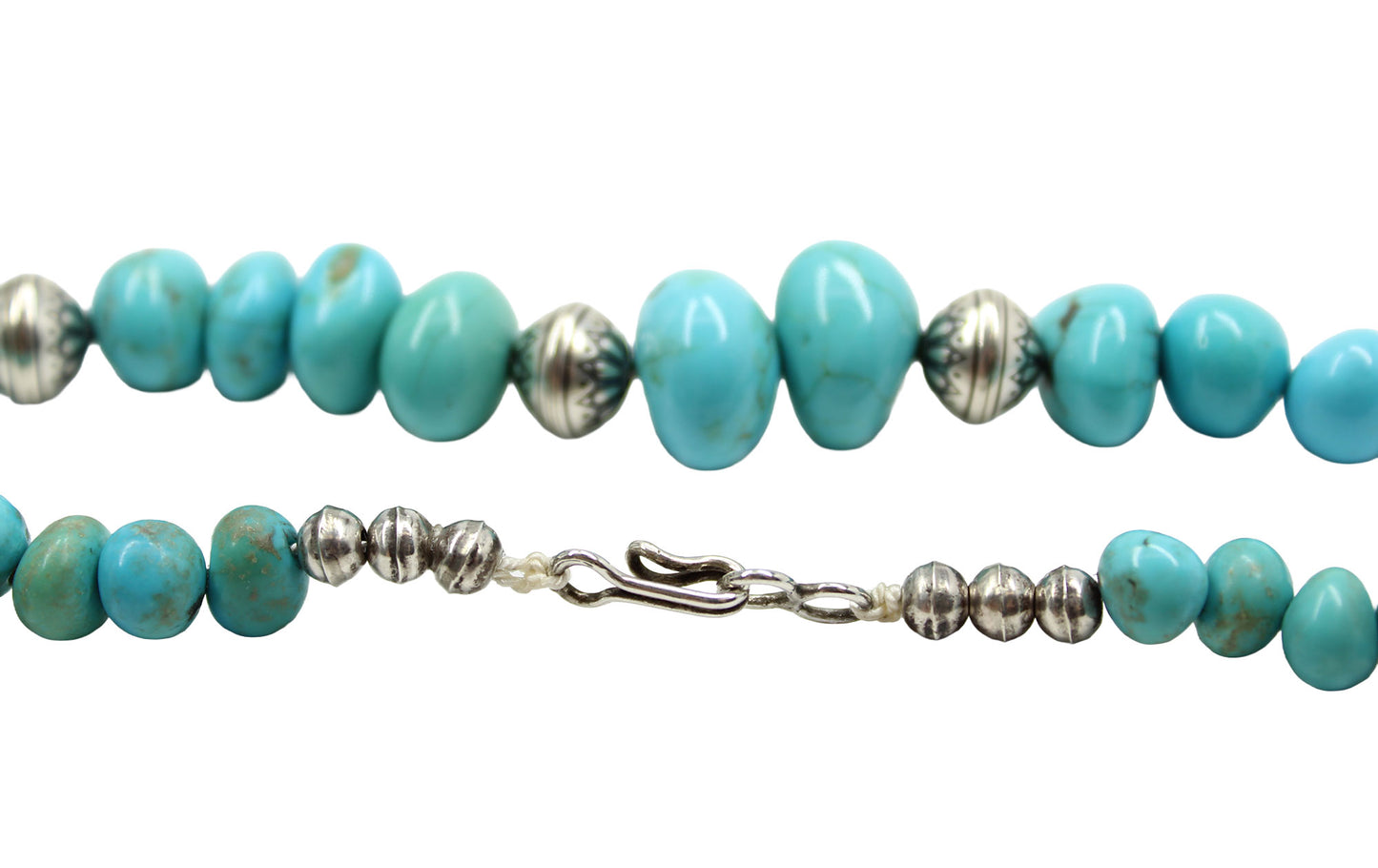 Turquoise beaded necklace with silver clasp 