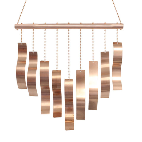 Handmade Copper Wind Chime with Wavy Rectangles