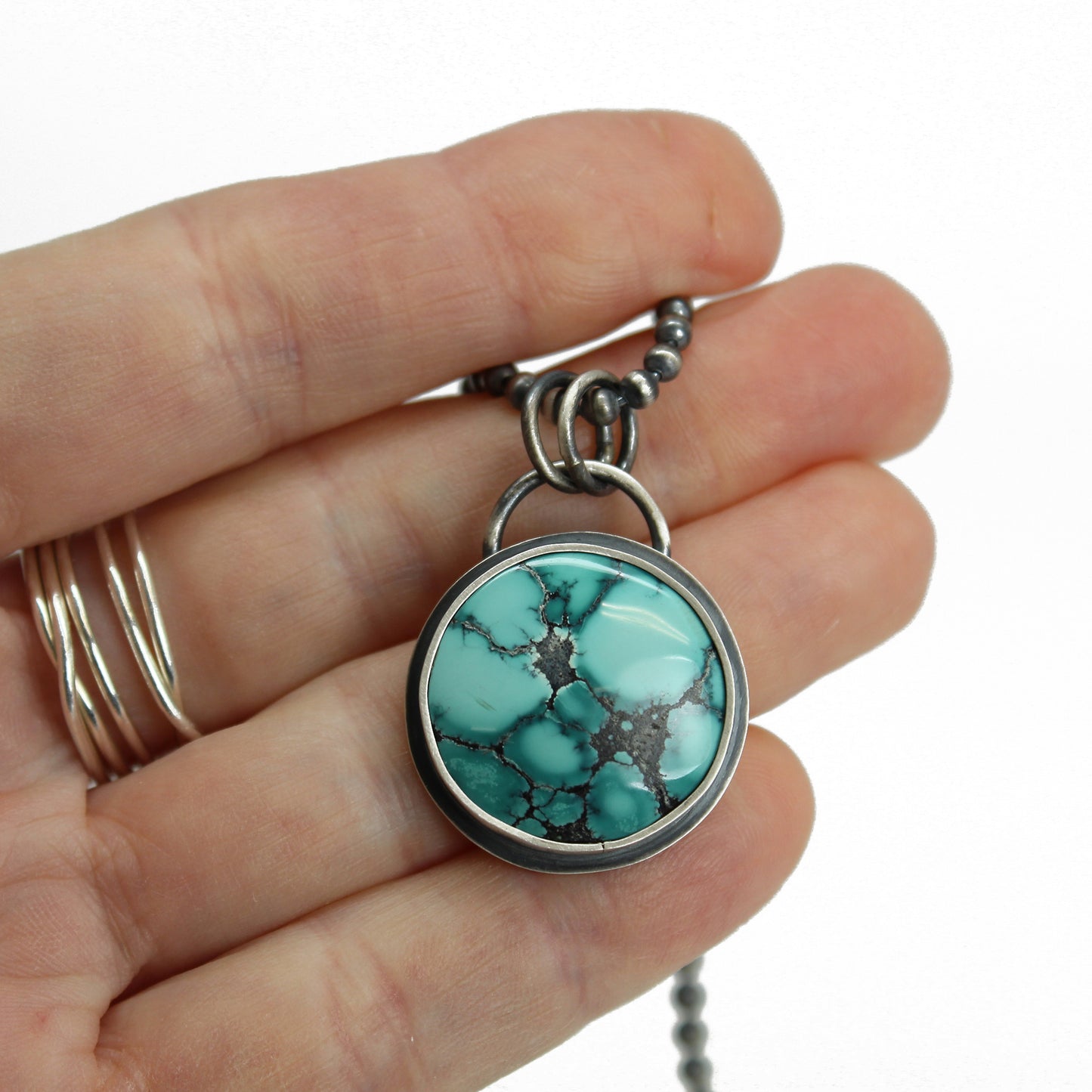 Yungai Turquoise Pendant Necklace in Sterling Silver