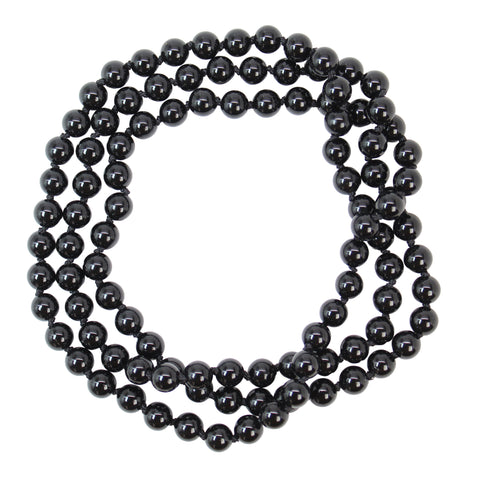 Black Onyx Necklace 28 Inch Hand Knotted 6mm Gemstone Strand
