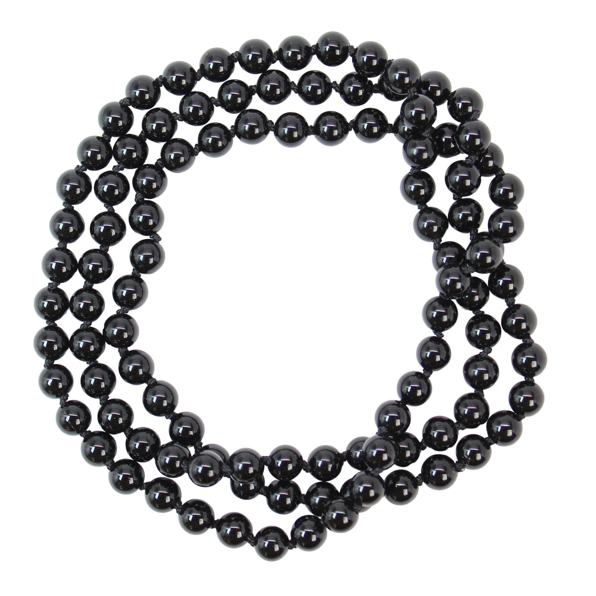 Black Onyx Necklace 28 Inch Hand Knotted 6mm Gemstone Strand