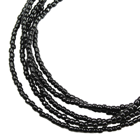 Thin Black Seed Bead Necklace