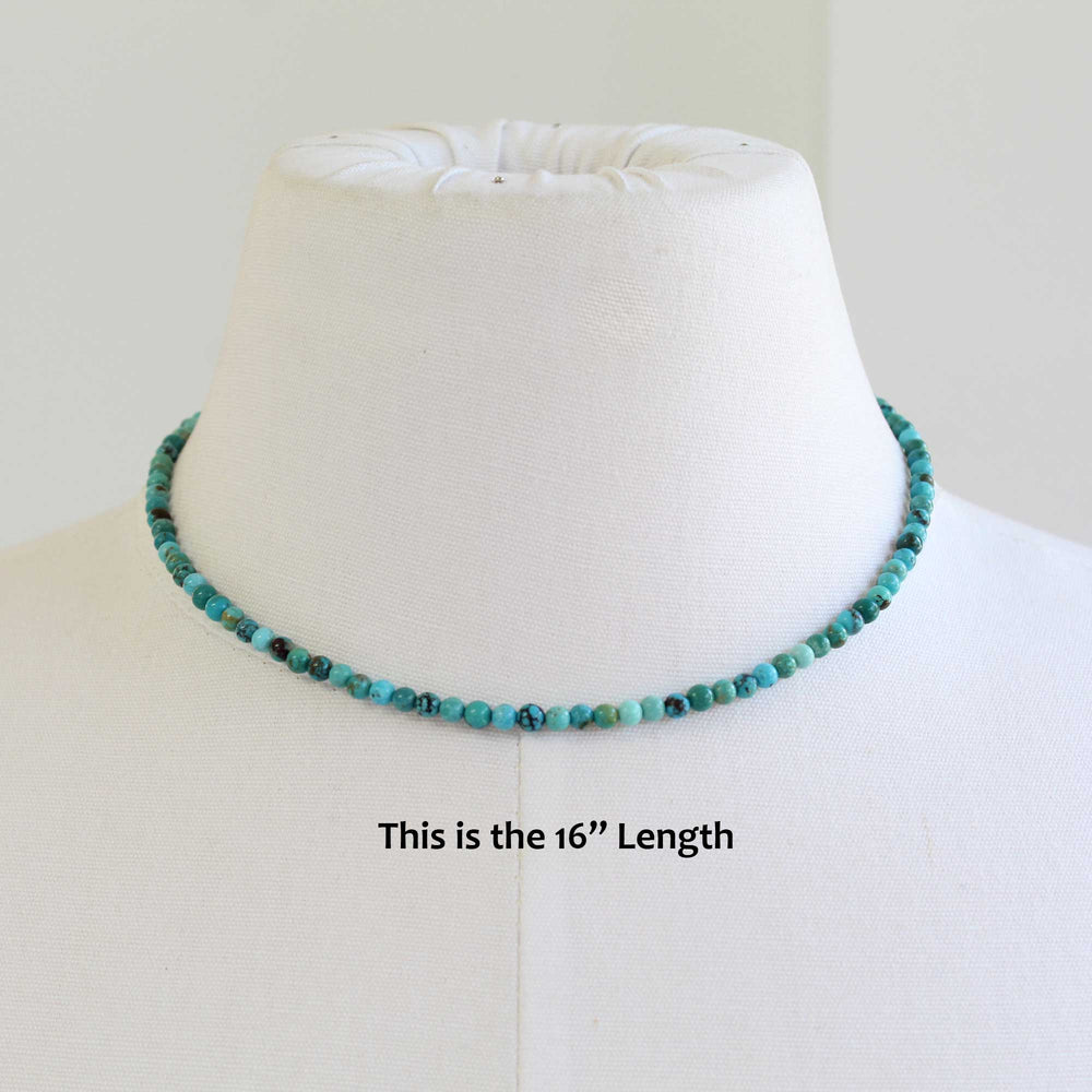 
                      
                        Genuine 4mm Blue Green Turquoise Bead Necklace 16" Length
                      
                    