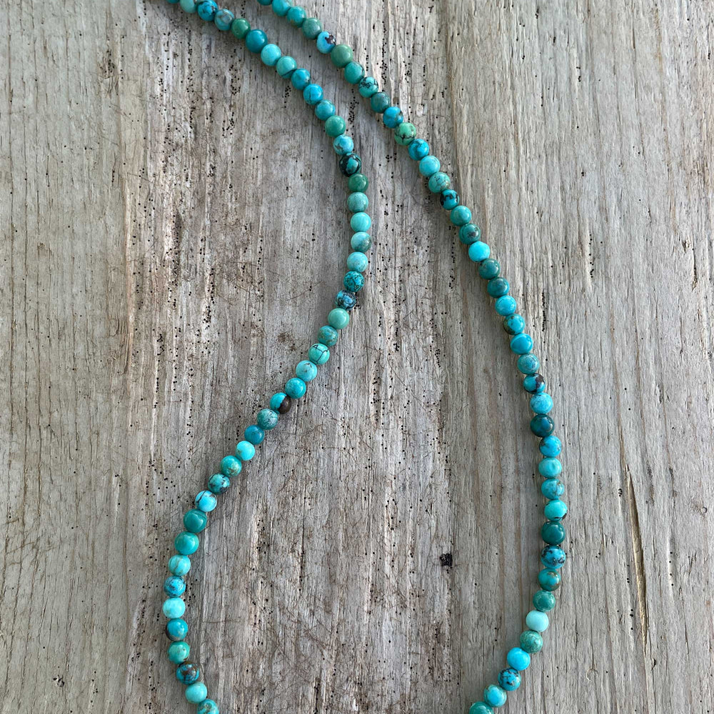 
                      
                        Genuine 4mm Blue Green Turquoise Bead Necklace
                      
                    