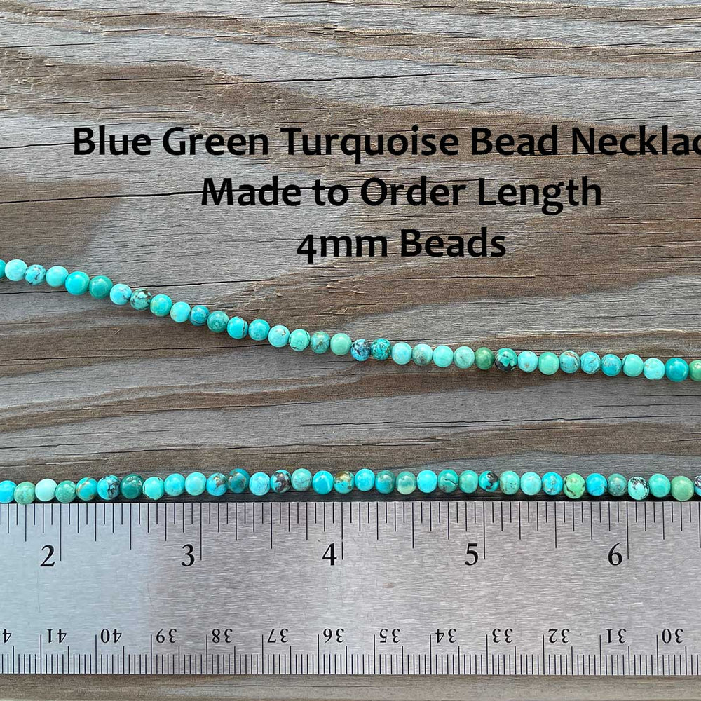 
                      
                        Genuine 4mm Blue Green Turquoise Bead Necklace
                      
                    