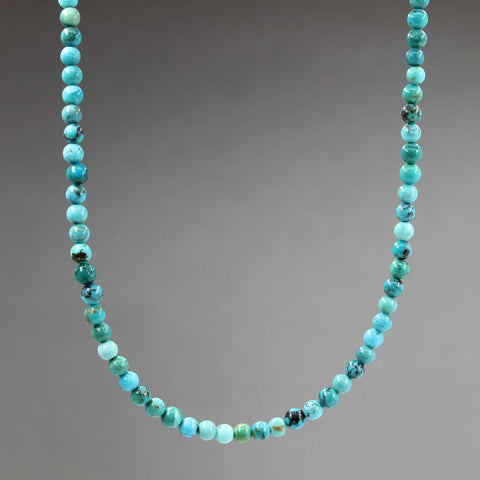 Genuine 4mm Blue Green Turquoise Bead Necklace