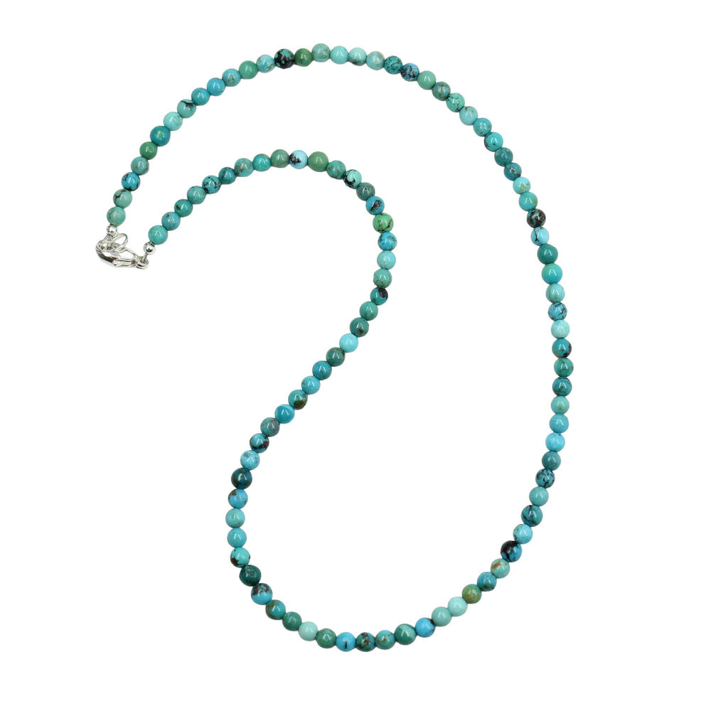 
                      
                        Genuine 4mm Blue Green Turquoise Bead Necklace
                      
                    