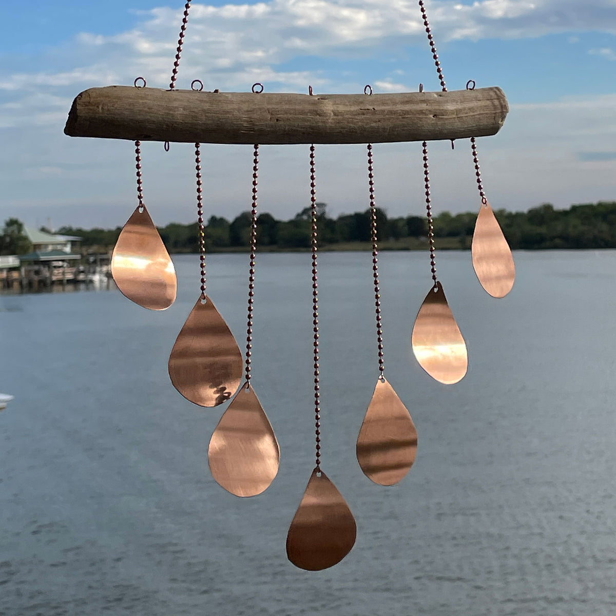Handmade Copper and Driftwood Wind Chime